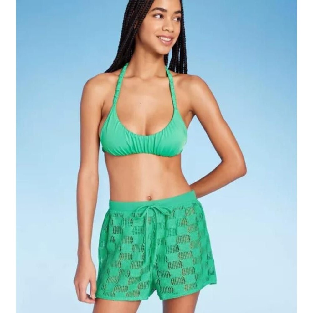 wild fable Green Crochet Swim Coverup Shorts